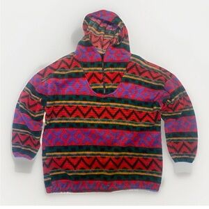 Vintage 90’s Jeans Wear Southwest Aztec Fleece 1/4 Zip Pullover Hoodie Large L